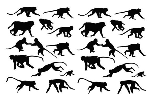 Beautiful Monkey Silhouette Vector Art